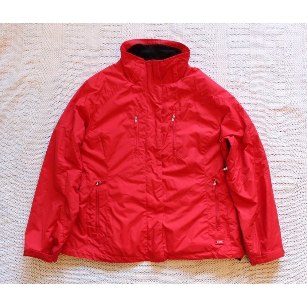 Calvin Klein Water resistant Red jacket breathable shell Size L Full Zip Pockets